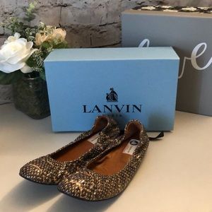 Lanvin Ballet Flats Size 42 Pink Gray  Snakeskin